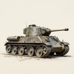 side profile painting sketch of ww1 army tank