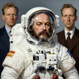 Karl marx Astronaut, highly detailed, very coherent, painted by Francis Bacon and Edward Hopper, Wayne Barlowe, painted by James Gilleard, surrealism, airbrush,  art by JamesJean