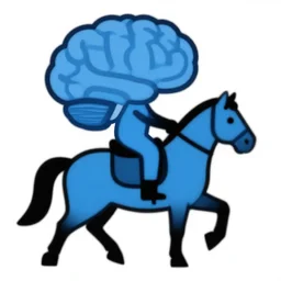 a blue brain riding a horse in the style of simple vector clipart, pixabay, trending on artstation