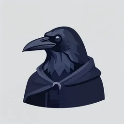 dnd head and shoulders portrait of raven in a cloak, clean cel shaded vector art. shutterstock. behance hd by lois van baarle, by gary chalk, redwall, illustration