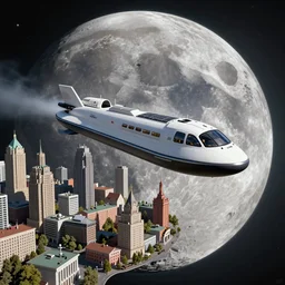 hovercraft in russian city on the moon designed by ash thorp, open world, rendered in octane, photorealistic, detailed, trending on behance, 8 k hdr