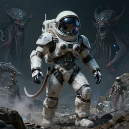 sci - fi, russian space art, cyber cosmonaut vs chtulhu