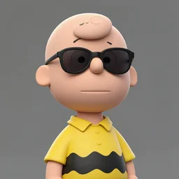 charlie brown from peanuts wearing sunglasses lowbrow, matte painting, highly detailed, in the style of mark ryden