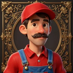 highly detailed vfx caricature of a man with a mustache wearing a red shirt, blue overalls, and a red cap, artstation, art by sam spratt, digital illustration, ornate details,