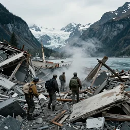 aftermath of the destruction caused by the 1 9 6 4 alaska earthquake, photography