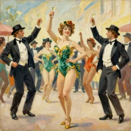 vintage, champagne. cancan, french, realistic, cheerful, 1 9 0 2 art by degas