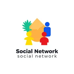 logo for a social network, logo design + a fun colourful logo graphic that incorporates elements of the art