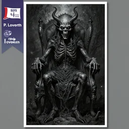an ultrafine detailed painting of a demon sitting in a chair, poster art by artgerm, greg rutkowski, h. p. lovecraft, behance contest winner, pixiv contest winner, sots art, cosmic horror, lovecraftian, apocalypse art