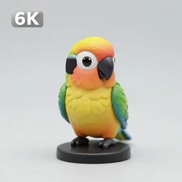 80mm resin detailed miniature of cute parrot, Product Introduction Photos, 4K, Full body, simple background