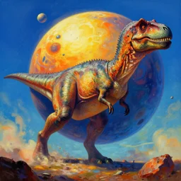the asteroid that killed the dinosaurs, epic painting, vibrant colors, trending on artstation, hd greg rutkowski, concept art