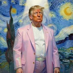 portrait of a donald trump, futuristic clothes, pastel colors, rule of thirds, spotlight, drips of paint, expressive, passionate, by mandy jurgens, by vincent van gogh, digital painting