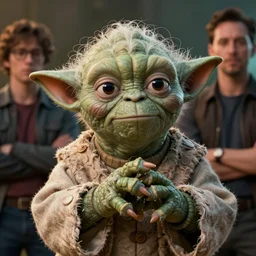 yoda with danny devito's face greg rutkowski, stanley artgerm lau and jason chan highly detailed, cinematic lighting, octane render, unreal engine lumen, very coherent. cinematic, hyper realism, high detail, octane render, 8 k