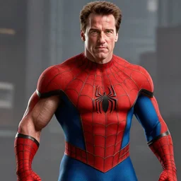 Arnold Schwarzenegger as spiderman , muscle extremely detailed, fantastic details,, trending on artstation, pixiv, cgsociety, hyperdetailed Unreal Engine 4k 8k ultra HD,  WLOP