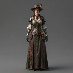 steampunk woman, vintage art, rembrandt, octane render