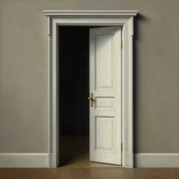 a door to nothingness, painting by rene magritte, high detail, high resolution