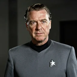 Portrait photography of Franklin Roosevelt as a star trek: the next generation officer