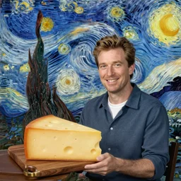 charlie kelly from it's always sunny in philadelphia with cheese, art by alphonse mucha and van gogh