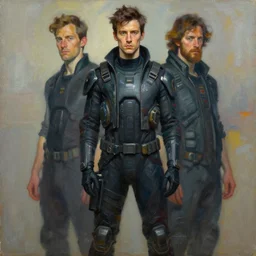 a full body portrait oil painting illustration of nick offerman by justin sweet and greg rutkowski and alphonse mucha with face and body clearly visible, techwear, futuristic, cyberpunk, artstation trending, high quality, sombre mood, artstation trending, abstract colours, no crop, entire character!,