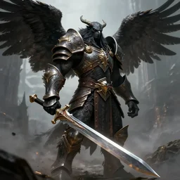 Black Aarakocra Eagle Warlord, epic armor,wielding longsword, epic character portrait, dnd commission,epic rpg artwork,4K, 8K, very detailed, trending on artstation