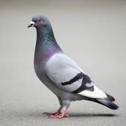 a pigeon in a suit standing in profile, author portrait