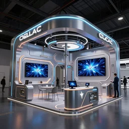an industrial design of a Cadillac autoshow booth cinema4d render sci-fi