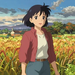 portrait of anne shirley-cuthbert, farm field background, rich vivid colors, ambient lighting, dynamic lighting, 4k, HQ, official media, anime key visual, makoto shinkai, ilya kuvshinov, lois van baarle, rossdraws, detailed, trending on artstation