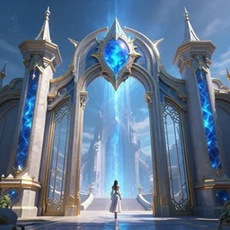 the gate to the eternal kingdom of azure, fantasy, digital art, hd, detailed.