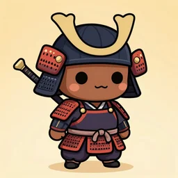 cute digital art of one cute cute african samurai warrior, cute chibi style, chibi, anime, artstation, deviantart, pinterest, yasuke 5 0 0 px models
