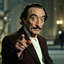 the extreme long shot of lunatic salvador dali in the role of emperor | still frame from the prometheus movie by ridley scott and alejandro jodorowsky with cinematogrophy of christopher doyle, arri alexa, anamorphic bokeh and lens flares, 8 k, higly detailed masterpiece