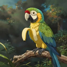 parrot made of banana by makoto shinkai and ivan shishkin