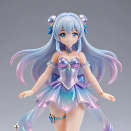 James Jean isolated magical girl vinyl figure, figure photography, holographic undertones, glitter accents, anime stylized, high detail, ethereal lighting - H 640