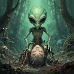 an alien parasite taking over a human in the style of junji ito