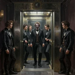 ultra - realistic painting gothic 1 9 2 0 s hotel elevator opening up to cosmic horror, atmospheric lighting, brooding, foreboding, by carl spitzweg, ismail inceoglu, vdragan bibin, hans thoma, greg rutkowski, alexandros pyromallis, fine details, realistic shading