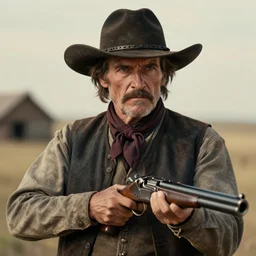 a ultradetailed portrait of dean winchester as an old west gunfighter, masterpiece, 8 k, art by rembrant and albert bierstadt