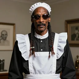 Snoop Dogg is wearing maids outfit, hyperdetailed, artstation, cgsociety, 8k