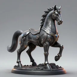 3d sculpt of an evil ironwork horse, artstaton, League of Legends, overwatch, digital illustration