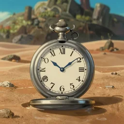 realistic interior shot from howls moving castle ( 2 0 0 4 ) a silver pocket watch machine. flooded desert. cartoon depth of field.