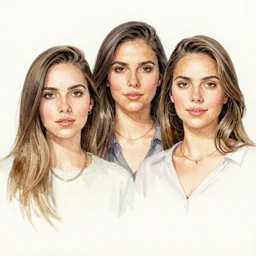 rene almanza portraits of women, highly detailed watercolour sketch
