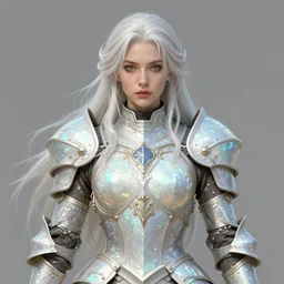 light opal armor!!! long wild white hair!! covered chest!!! fantasy, d & d, intricate ornate details, digital painting, pretty face!!, symmetry, concept art, sharp focus, illustration, art by artgerm! greg rutkowski magali villeneuve wlop! ilya kuvshinov!!, octane render