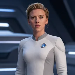 Scarlett Johansson is the captain of the starship Enterprise in the new Star Trek movie