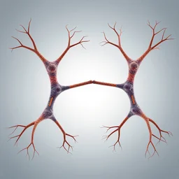 2 d representation of two neurons connected to each other, realistic
