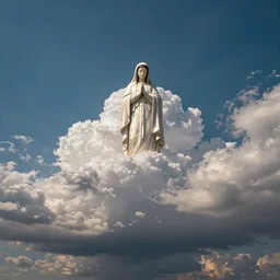 wide ~ angle sky with [ ~ < ~ virgin mary cloud ~ > ~ ] in center, path tracing, illusion