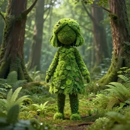 young girl made of plants in a forest, dnd, matte painting, 4 k