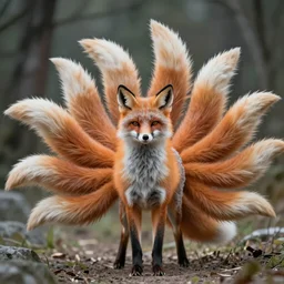 prompt realistic fox spirit with nine tails