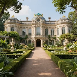 a wonderful botanical garden, baroque architecture, classicism, romanticism, volumetric lighting, cgsociety, 8 k artistic photography, octane render