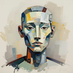 an abstract expressionism portrait of an ai robot, in the style of john chamberlain and pieter claesz, digital art, trending on artstation