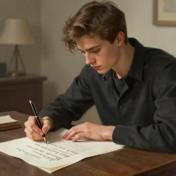 a young handsome man, writing a poem. intricate, elegant, highly detailed, digital painting, artstation, concept art, sharp focus, illustration, by justin gerard and artgerm, 8 k