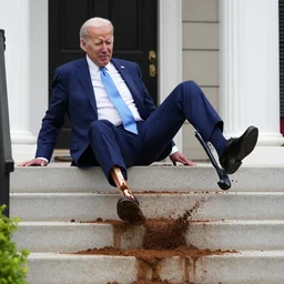 joe biden falls from stairs into feces with broken limbs