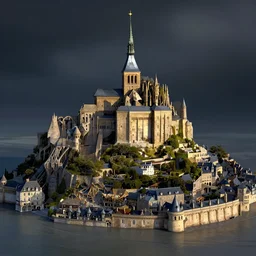 mont saint michel,3D,isometric,beautiful