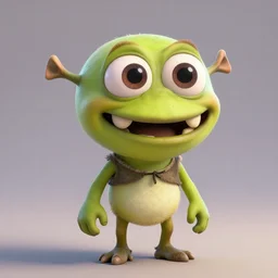 cute anthropomorphic venus flytrap shrek creature with big eyes and big teeth detailed character concept 3 d pixar style render, 4 k